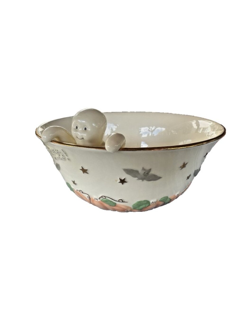 Lenox Halloween China Ghostly Surprise Candy Chips Bowl 9"x4"Party Kids Seasonal - Picture 7 of 11